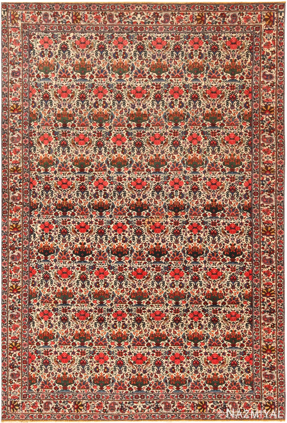 Vase Design Vintage Persian Tehran Rug 71681 by Nazmiyal Antique Rugs