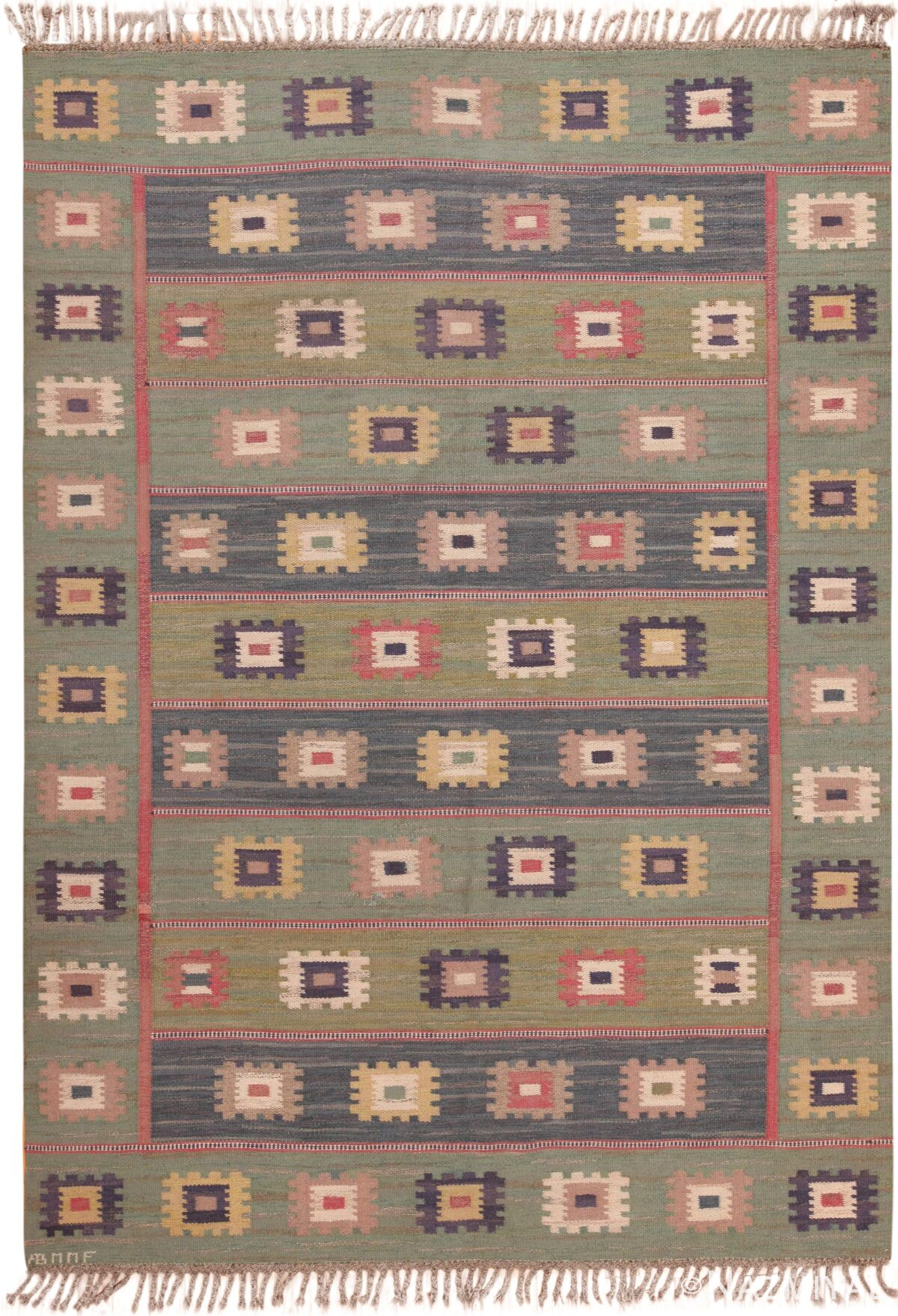 Vintage Scandinavian Marta Maas Kilim Rug 71664 by Nazmiyal Antique Rugs