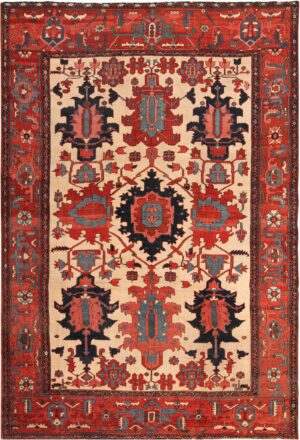 Antique Persian Heriz Area Rug 71660 by Nazmiyal Antique Rugs