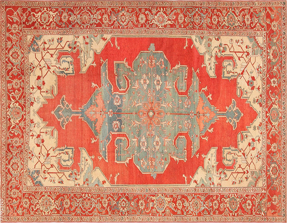 Vibrant Tribal Geometric Antique Persian Serapi Rug Vibrant Tribal Geometric Antique Persian Serapi Rug by Nazmiyal Antique Rugs