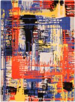 Colorful Vintage Scandinavian Ege Art Line Rug Named "Running" 71710 by Nazmiyal Antique Rugs