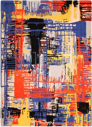 Colorful Vintage Scandinavian Ege Art Line Rug Named "Running" 71710 by Nazmiyal Antique Rugs
