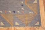 Corner Of Geometric Vintage Scandinavian Swedish Kilim Rug Signed Svea Noren 71668 by Nazmiyal Antique Rug