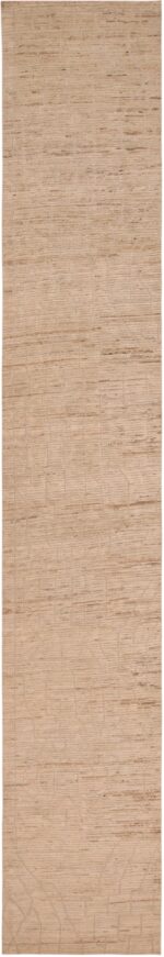 Cream Color Modern Moroccan Design Runner 61060 by Nazmiyal Antique Rugs