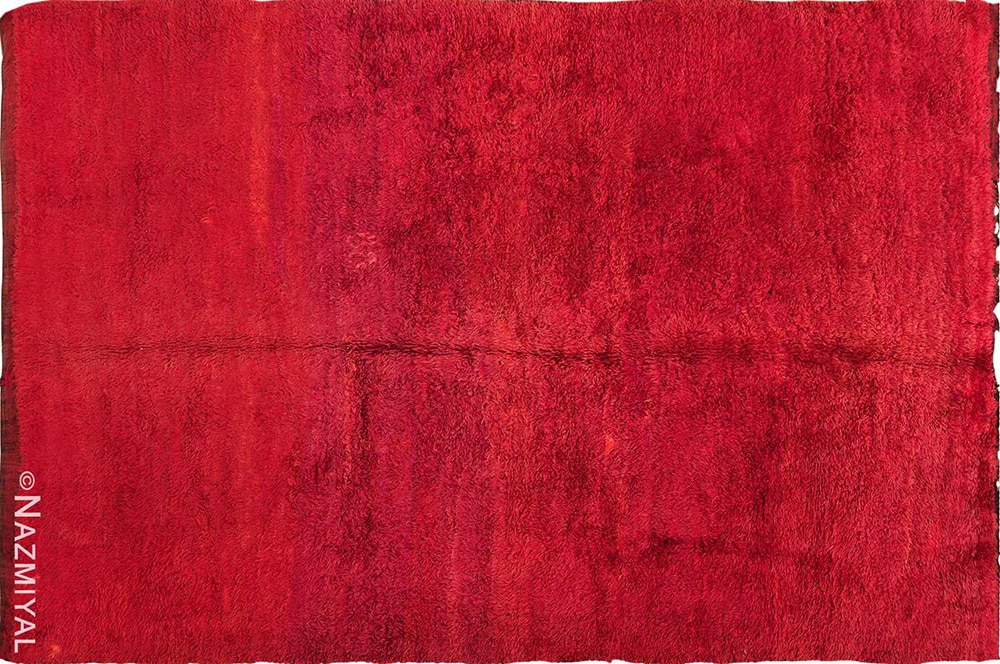 Vintage Red Shaggy Moroccan Rug by Nazmiyal Antique Rugs