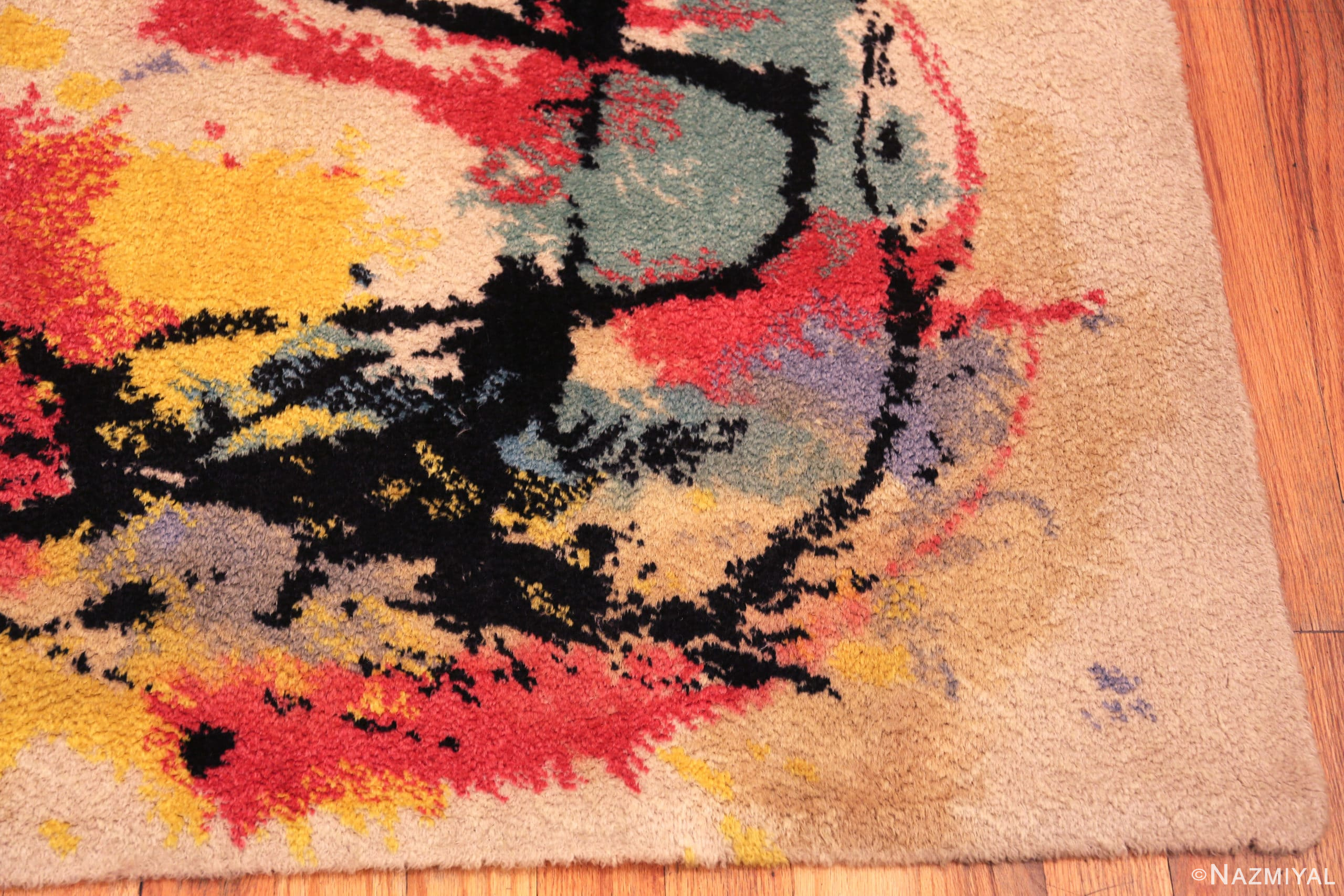 96.5×90 “Hello September” ViNTAGE RUG Vintage Swedish Robert Jacobsen Ege Art Rug 71696 by Nazmiyal