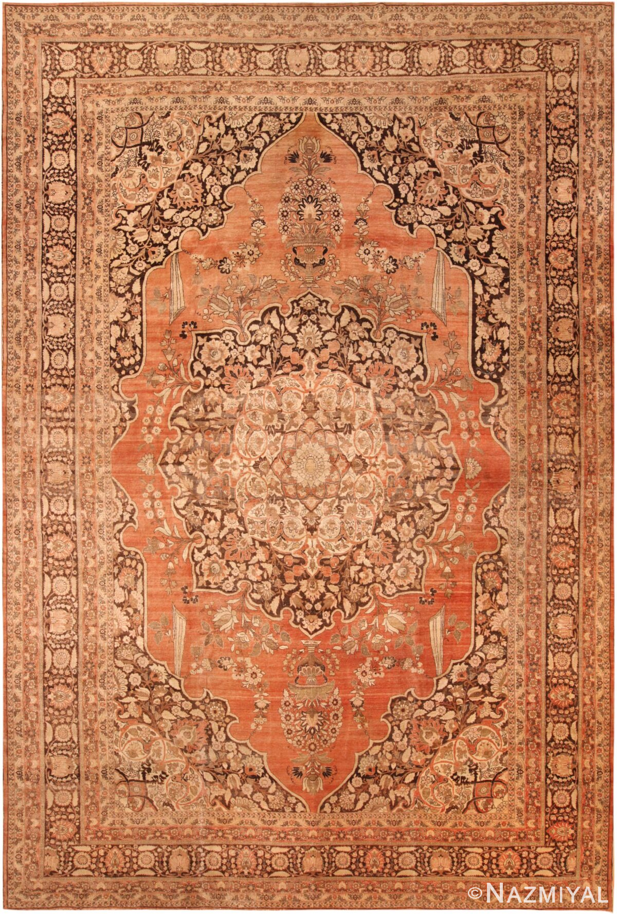 Large Antique Persian Tabriz Area Rug 71721 by Nazmiyal Antique Rugs