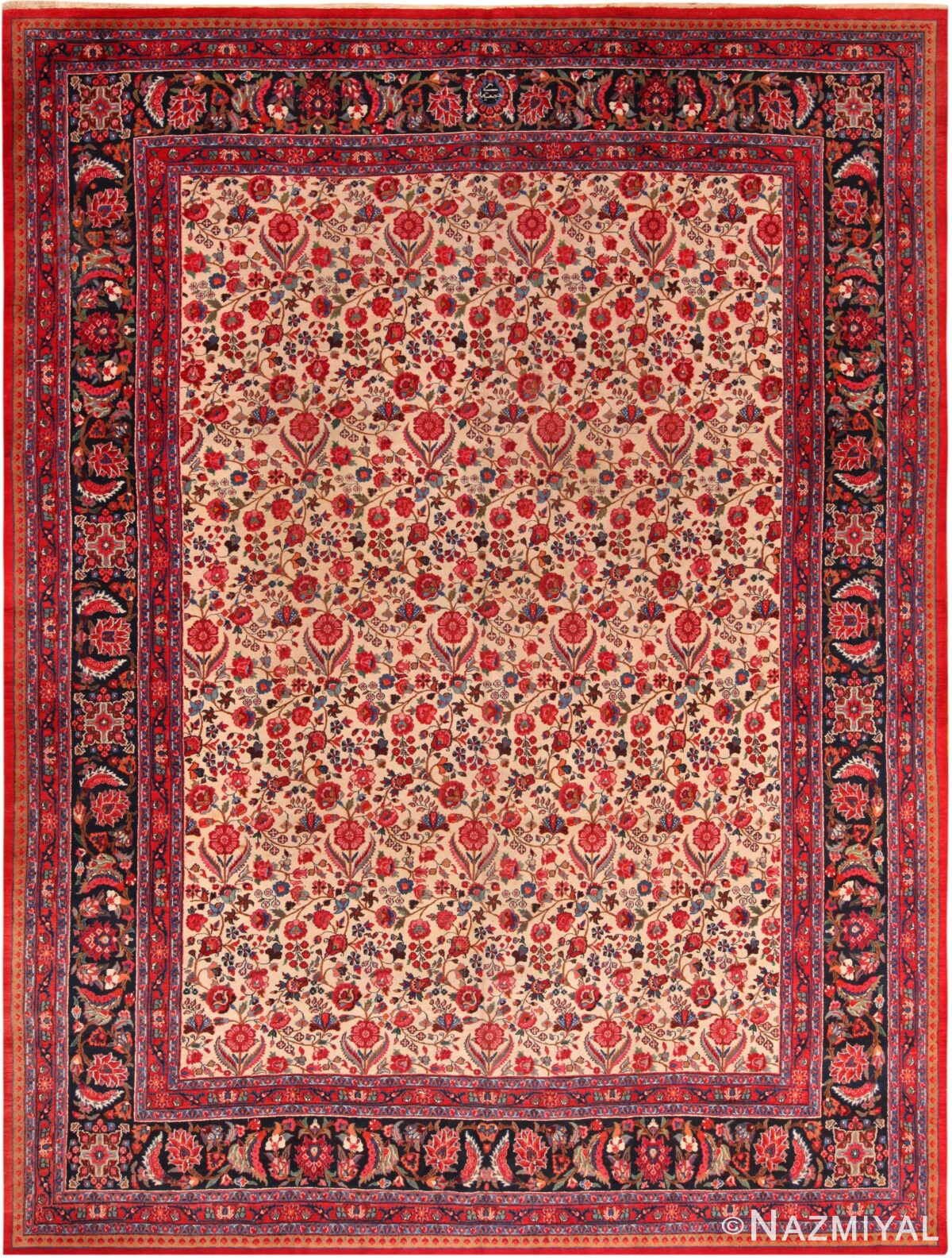 Vintage Persian Khorassan Rug Signed Jamshidi 71722 by Nazmiyal Antique Rugs