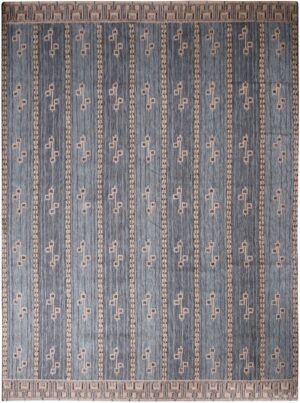 Blue Modern Swedish Style Geometric Rug 61086 by Nazmiyal Antique Rugs