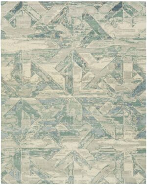 Geometric Green Modern Boutique Rug 61105 by Nazmiyal Antique Rugs