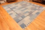 Side Of Square Modern Geometric Swedish Inspired Flat Woven Area Rug 60898 by Nazmiyal Antique Rugs