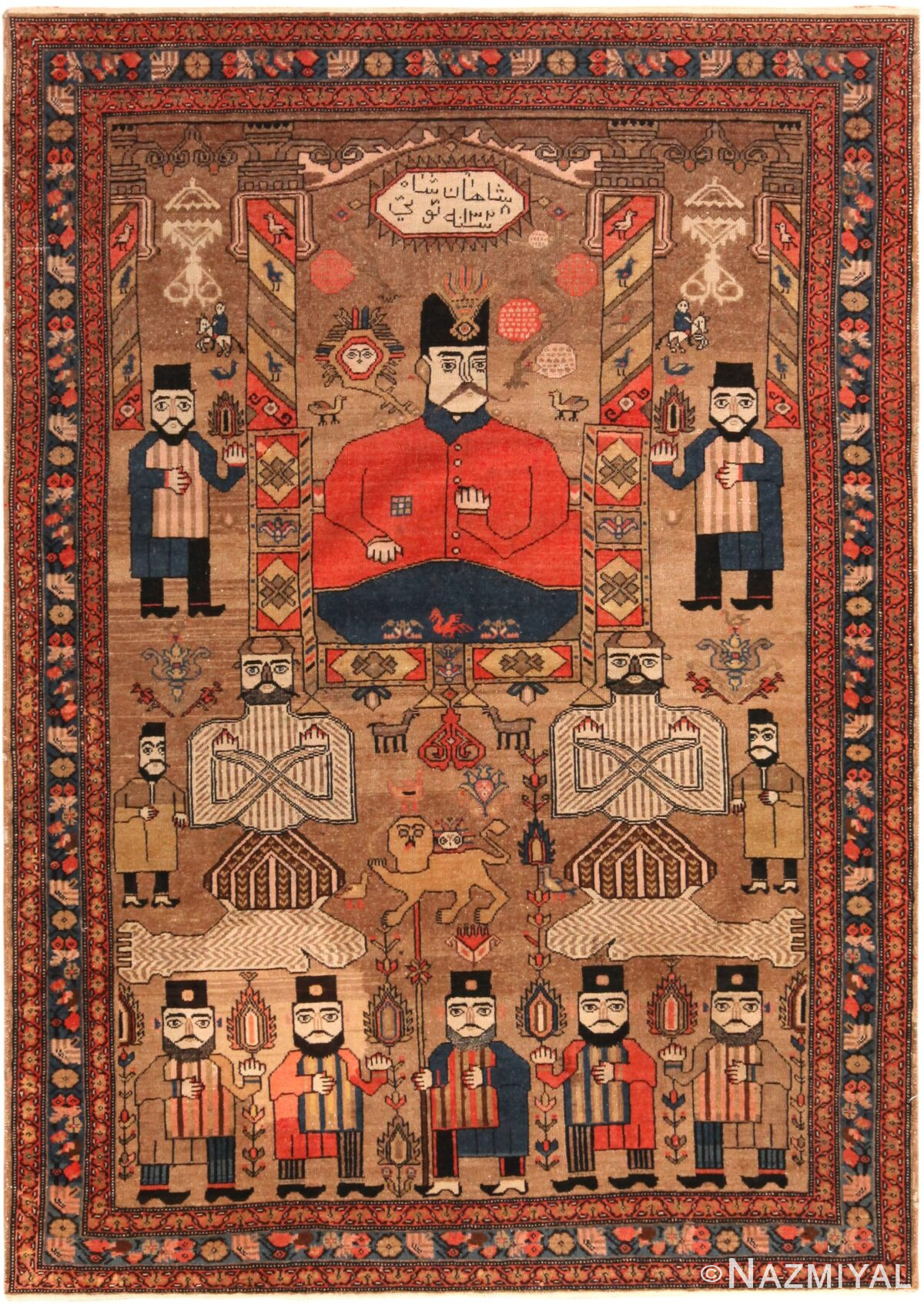Antique Persian Pictorial Bakshaish Rug 71700 by Nazmiyal Antique Rugs
