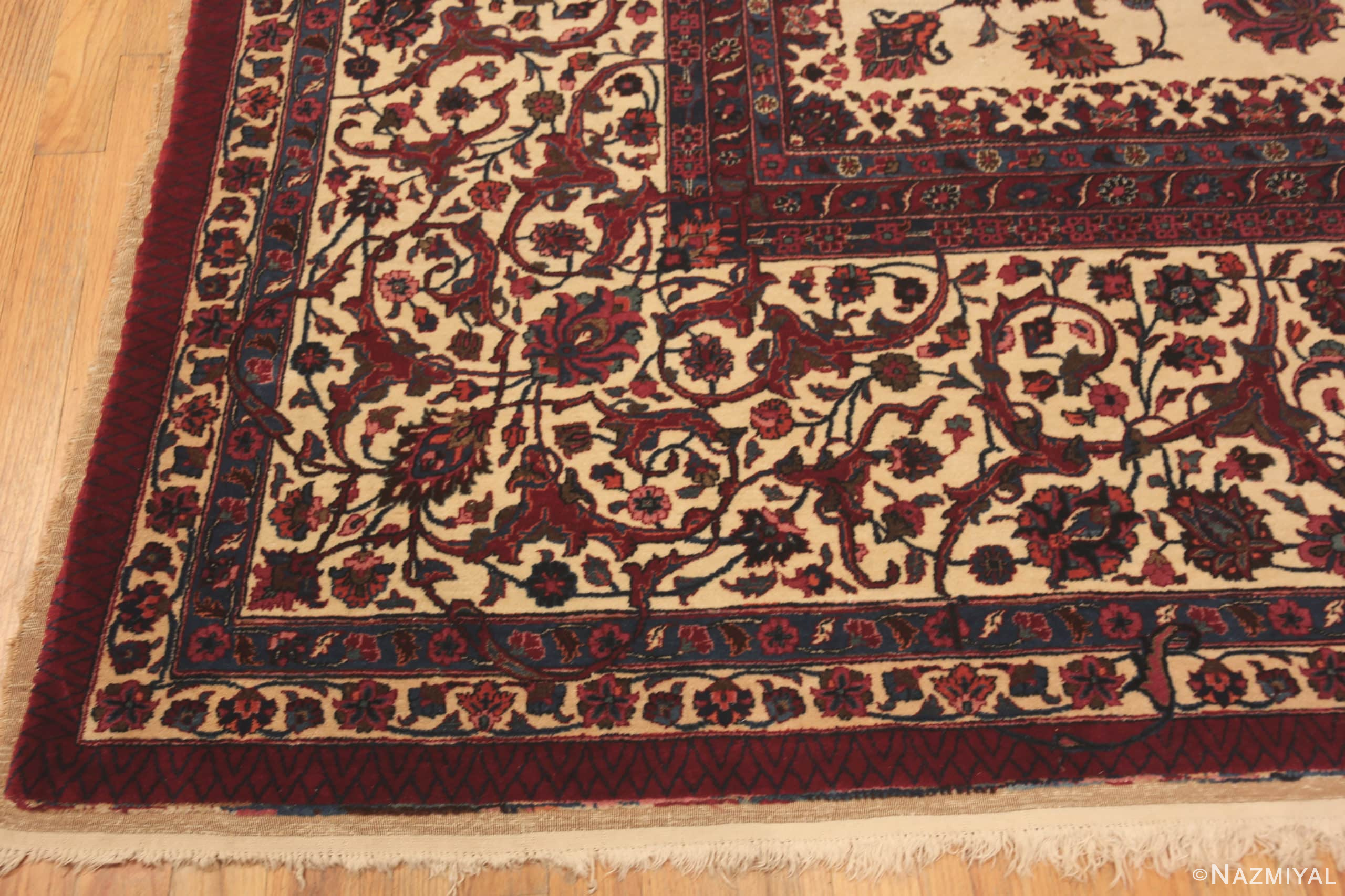 Corner Of Large Vintage Persian Mashad Rug Signed Saber 71765 by Nazmiyal Antique Rugs