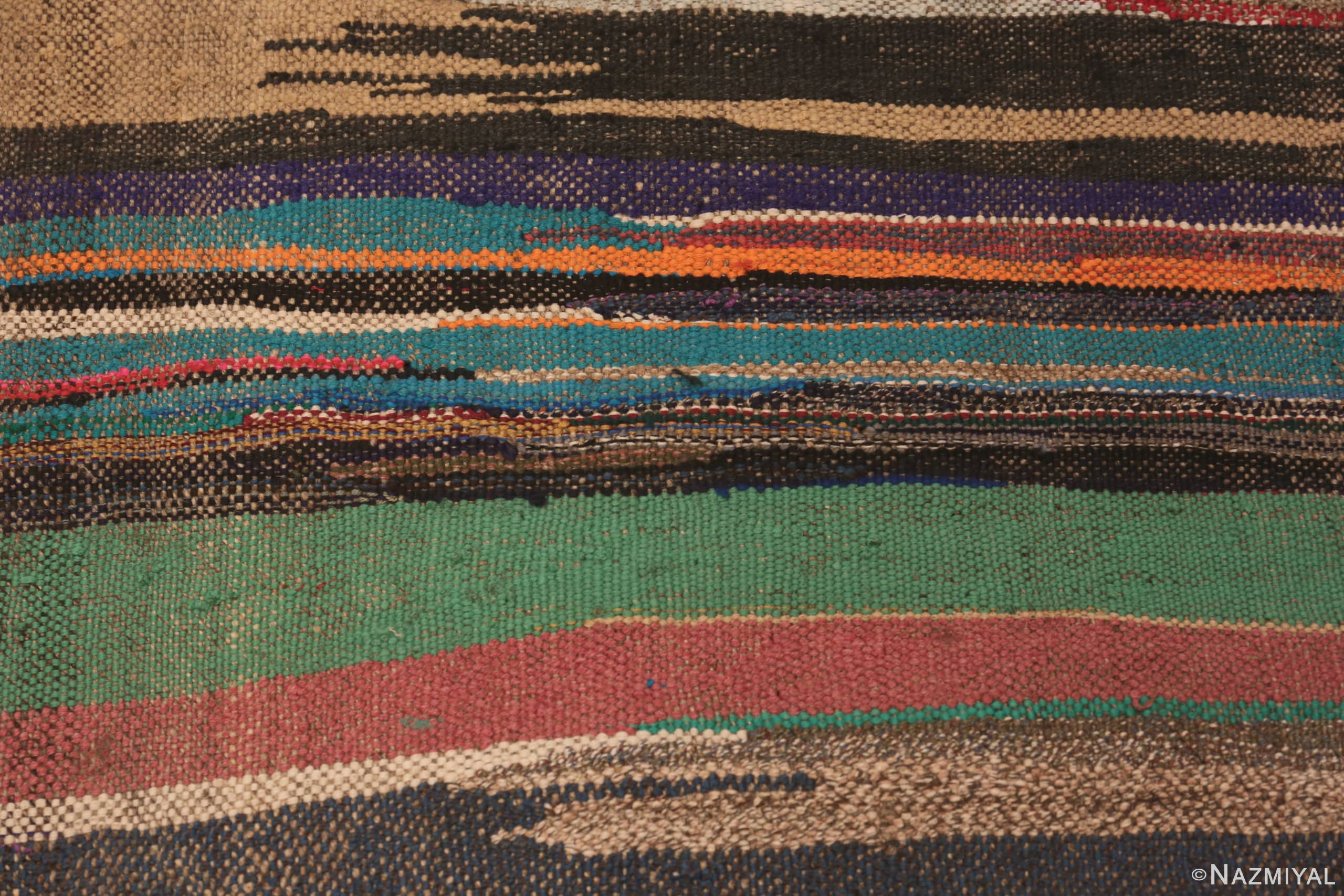 Detail Of Artistic Colorful Vintage Persian Kilim Runner Rug 60370 by Nazmiyal Antique Rugs