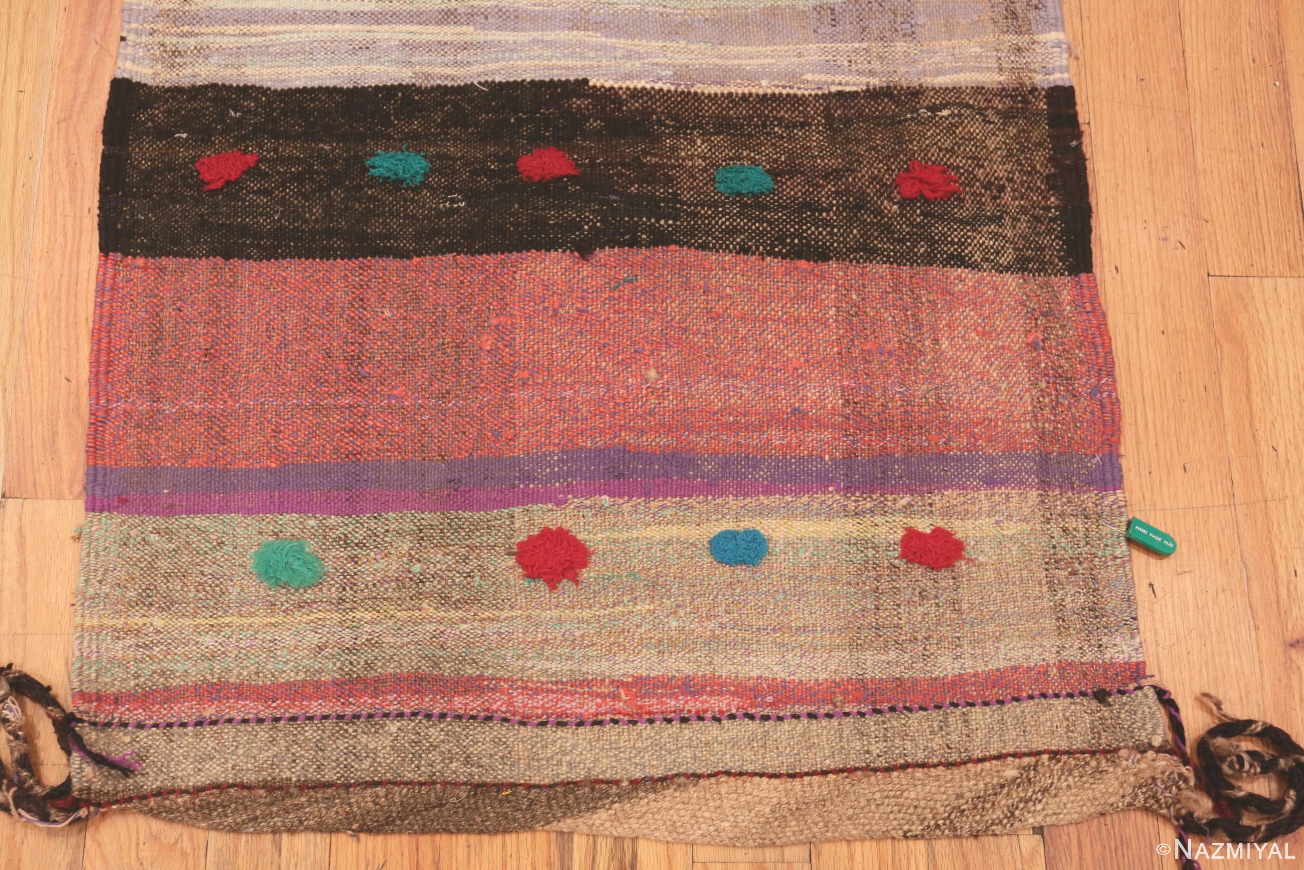 Detail Of Colorful Vintage Persian Kilim Runner Rug 60369 by Nazmiyal Antique Rugs