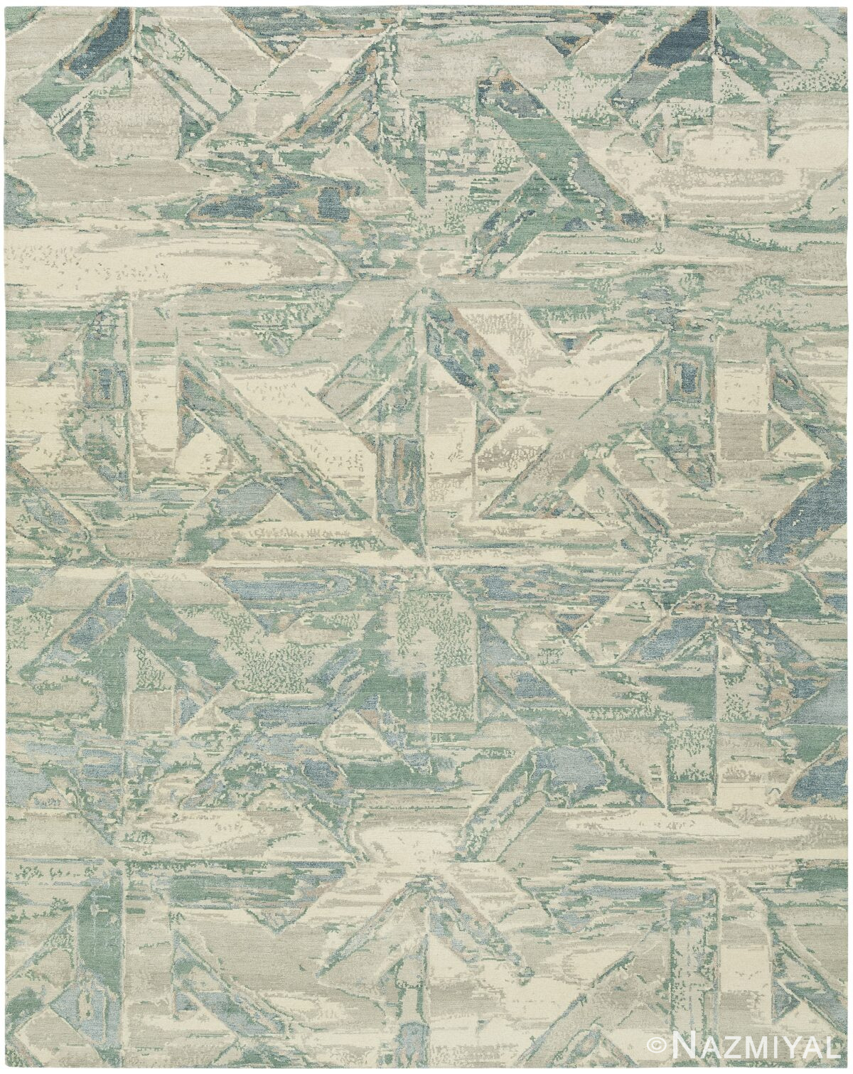 Geometric Green Modern Boutique Rug 61105 by Nazmiyal Antique Rugs