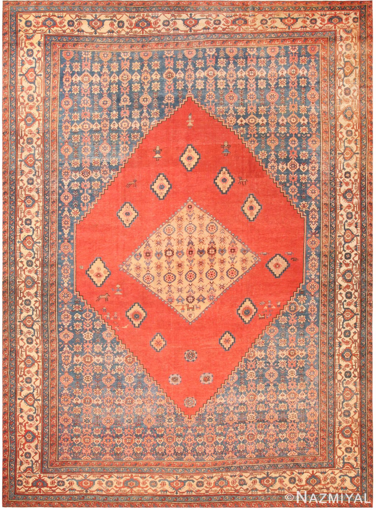 Large Antique Persian Bakshaish Rug 71764 by Nazmiyal Antique Rugs