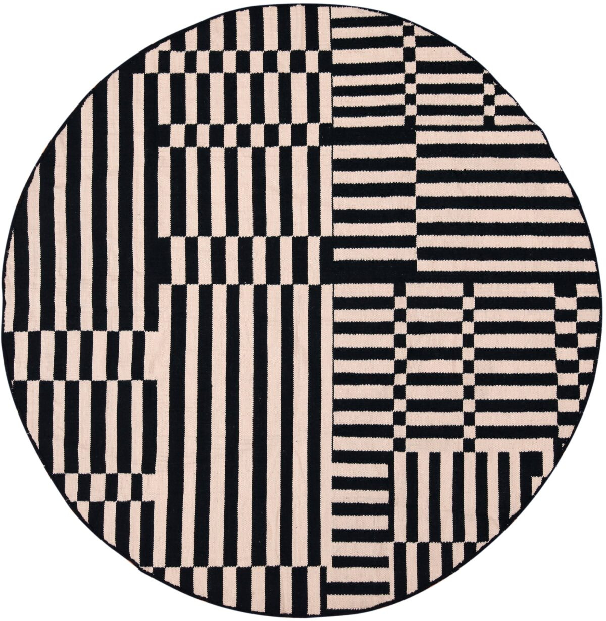 Round Kusaska Tika Design Kilim Rug By Genaro Rivas 61098 by Nazmiyal Antique Rugs