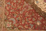 Detail Of Fine Floral Medallion Vintage Persian Silk Qum Rug 70244 by Nazmiyal Antique Rugs
