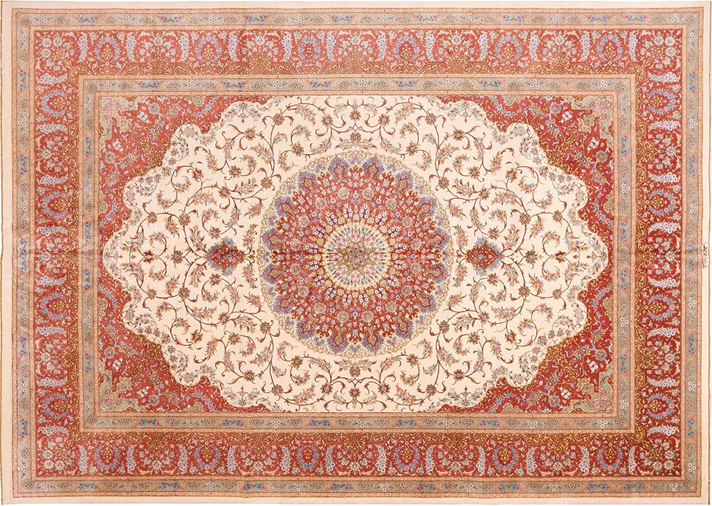 Beautiful Room Size Vintage Persian Silk Qum Rug Beautiful Room Size Vintage Persian Silk Qum Rug 70115 by Nazmiyal Antique Rugs