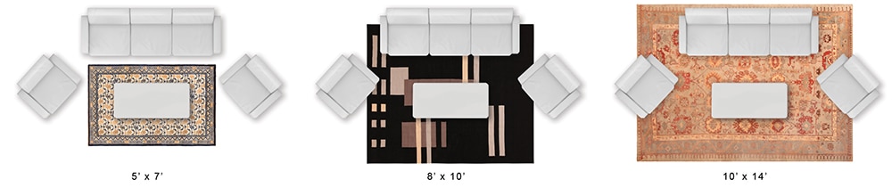 Furniture Arrangement With Different Rug Sizes by Nazmiyal Antique Rugs
