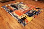 Side Of Colorful Vintage Scandinavian Ege Art Line Rug Named Running 71710 by Nazmiyal Antique Rugs