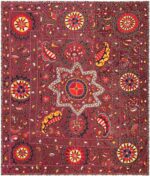 Silk Antique Uzbek Suzani Embroidery Textile 71837 by Nazmiyal Antique Rugs