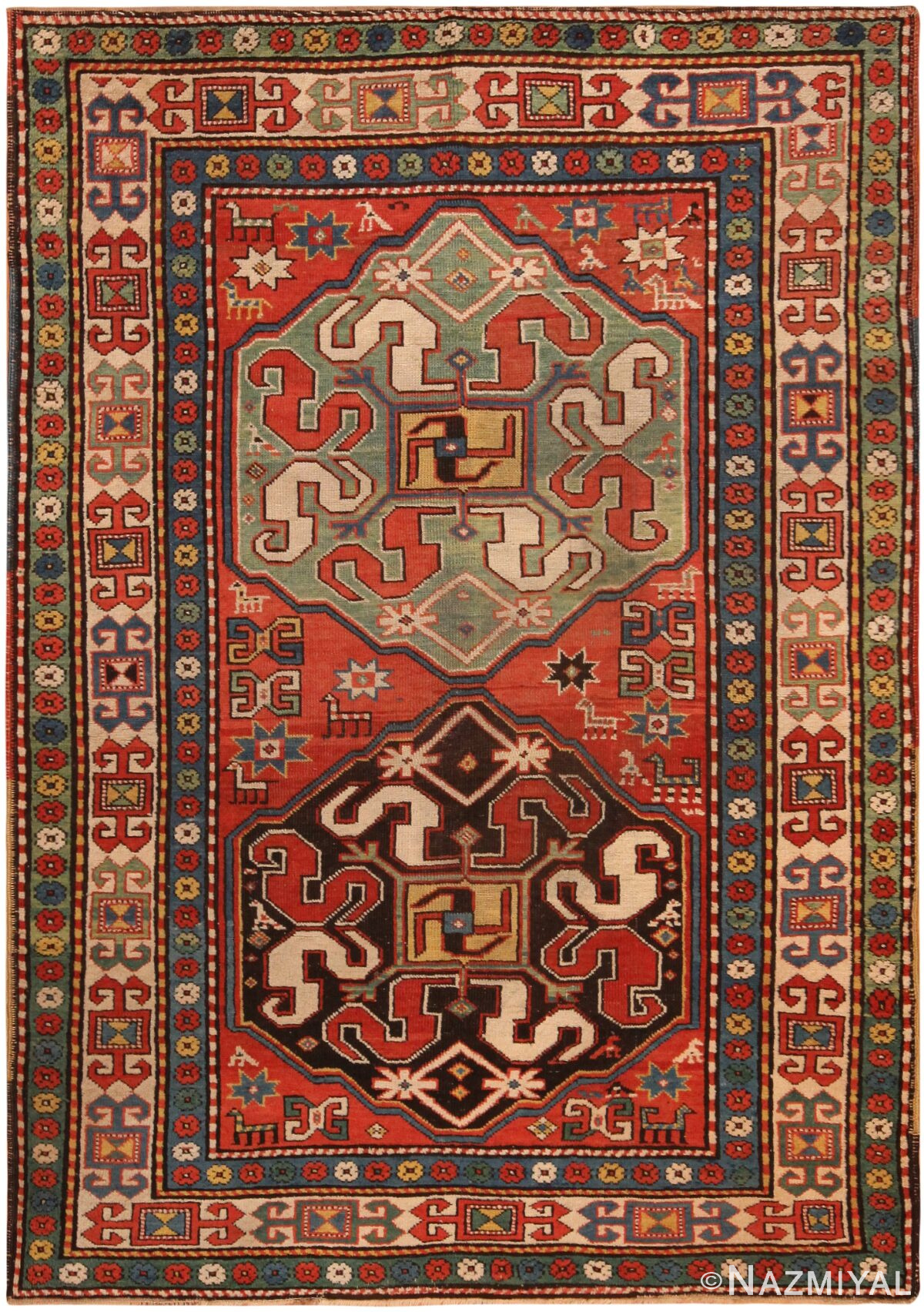Antique Caucasian Kazak Rug 71812 by Nazmiyal Antique Rugs