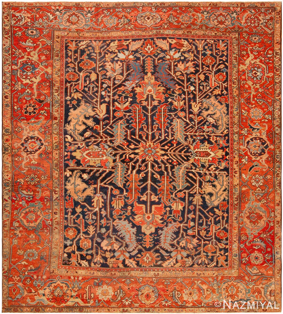 Antique Persian Heriz Area Rug 71796 by Nazmiyal Antique Rugs