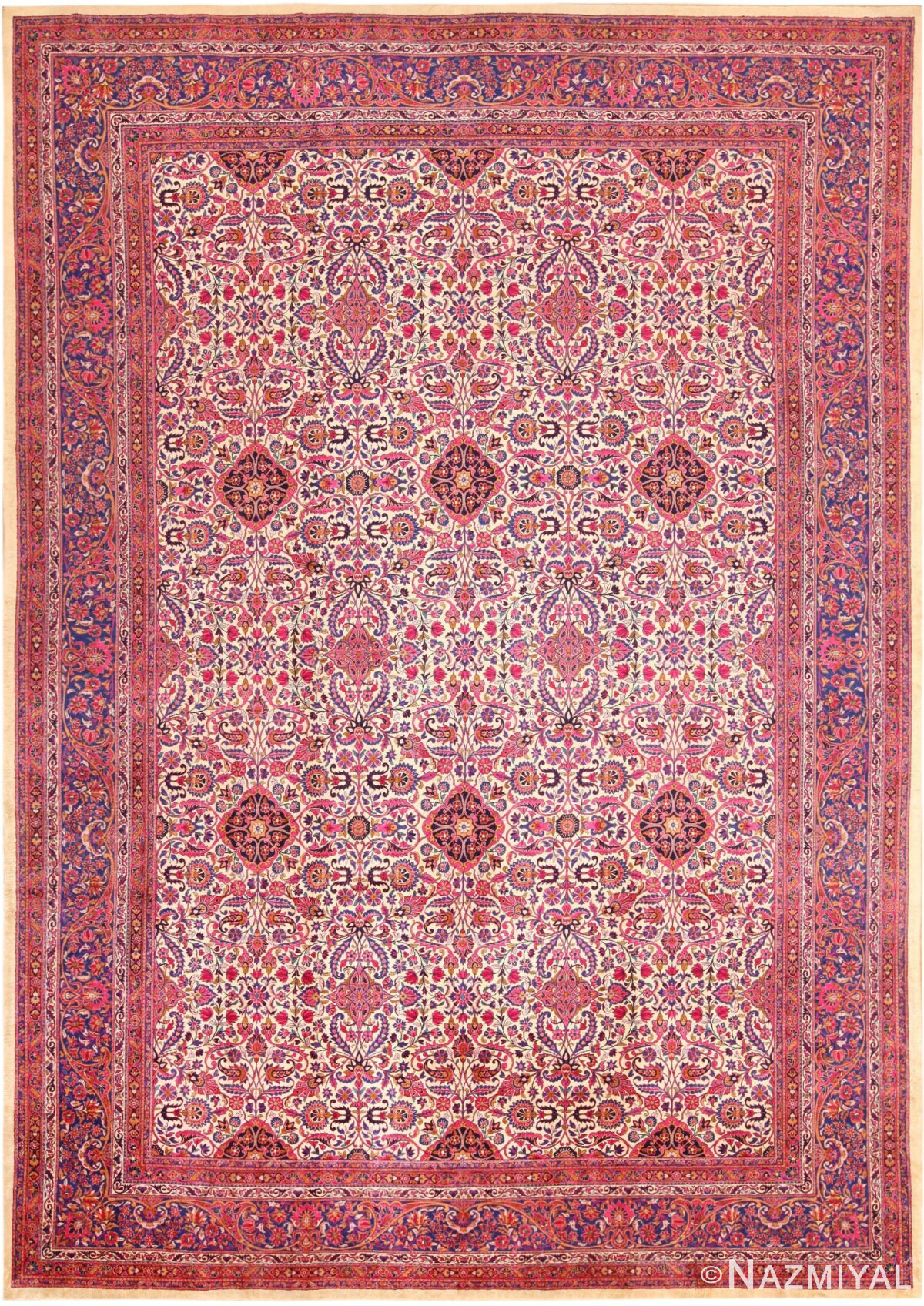 Antique Silk Kashan Persian Area Rug 71817 by Nazmiyal Antique Rugs