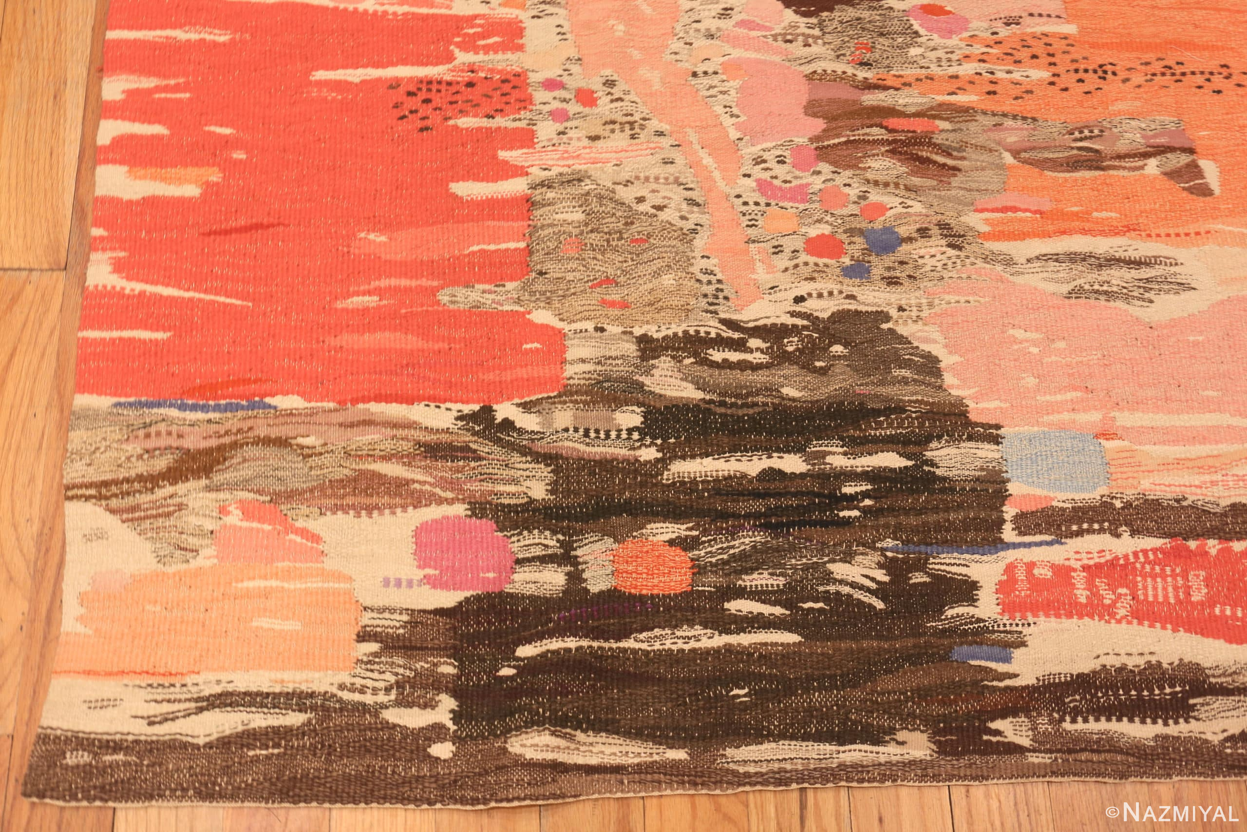 Corner Of Small Vintage Swedish Tapestry Signed Margareta Hallek 70841 by Nazmiyal Antique Rugs