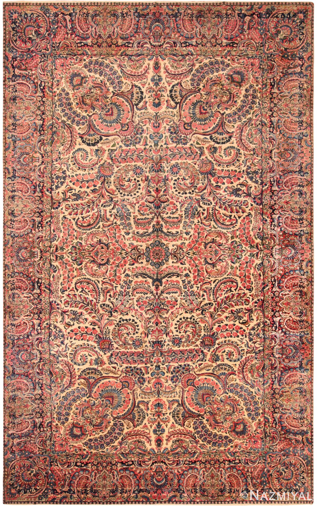 Large Antique Persian Kerman Floral Rug 71778 by Nazmiyal Antique Rugs