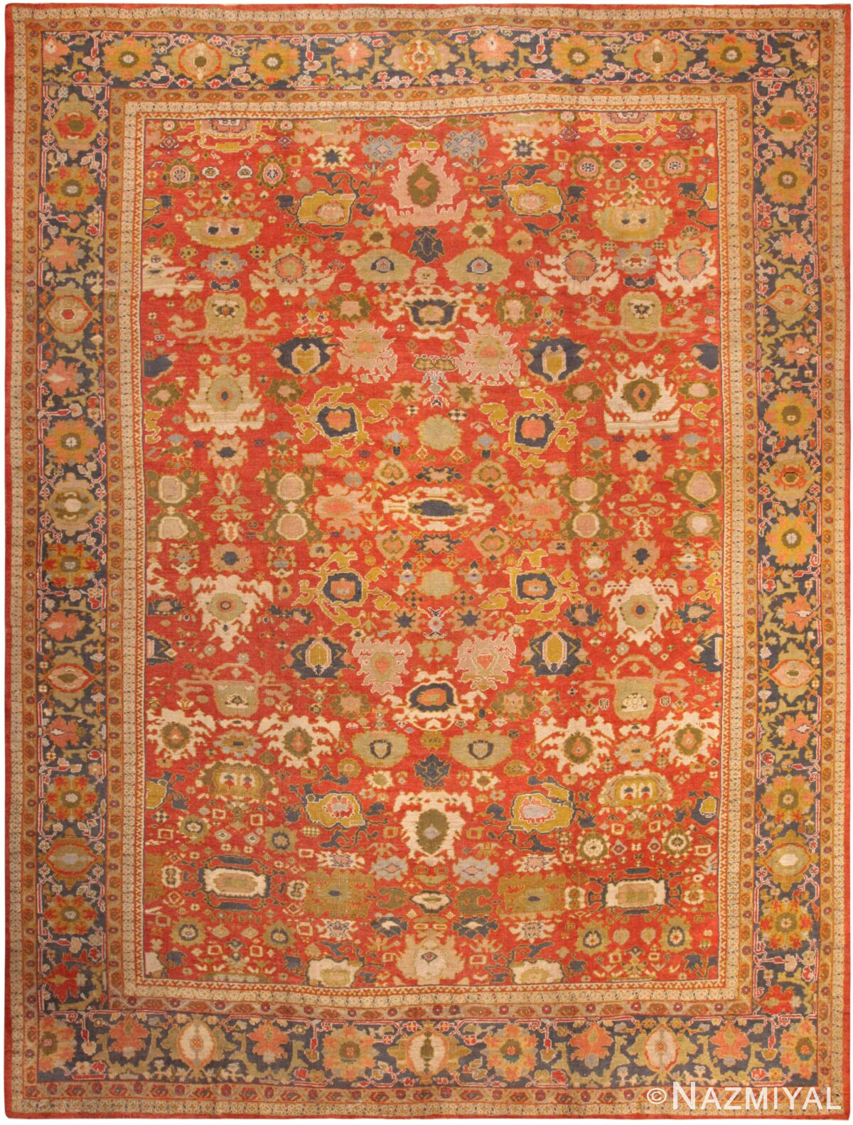 Large Antique Persian Sultanabad Area Rug 71819 by Nazmiyal Antique Rugs