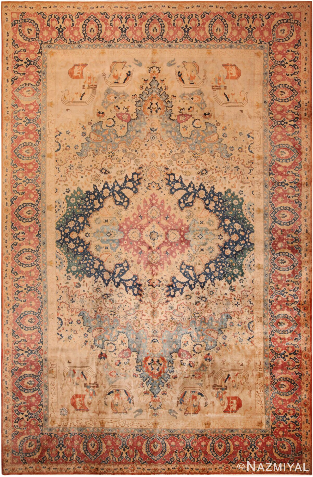 Large Antique Persian Tabriz Area Rug 71774 by Nazmiyal Antique Rugs