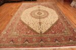 Whole View Of Fine Floral Medallion Vintage Persian Silk Qum Rug 70244 by Nazmiyal Antique Rugs