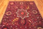 Close Up Silk Antique Uzbek Suzani Embroidery Textile 71837 by Nazmiyal Antique Rugs
