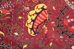 Close Up Silk Antique Uzbek Suzani Embroidery Textile 71837 by Nazmiyal Antique Rugs
