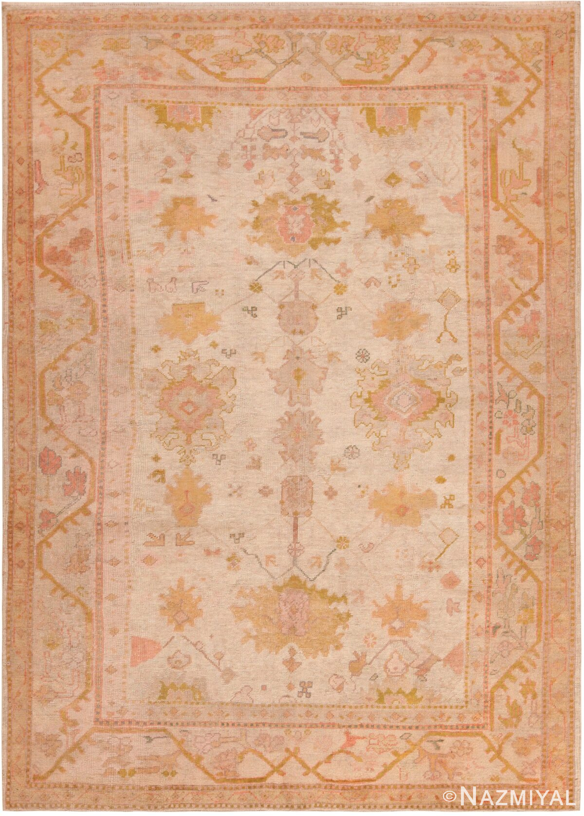 Antique Turkish Oushak Rug 71739 by Nazmiyal Antique Rugs