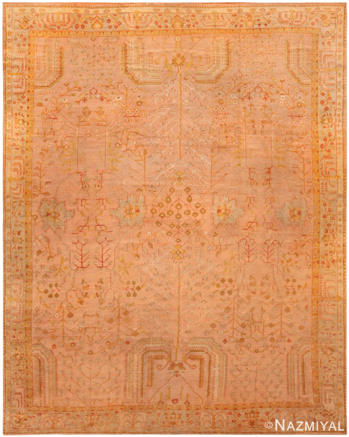 Large Antique Turkish Oushak Rug 71694 by Nazmiyal Antique Rugs