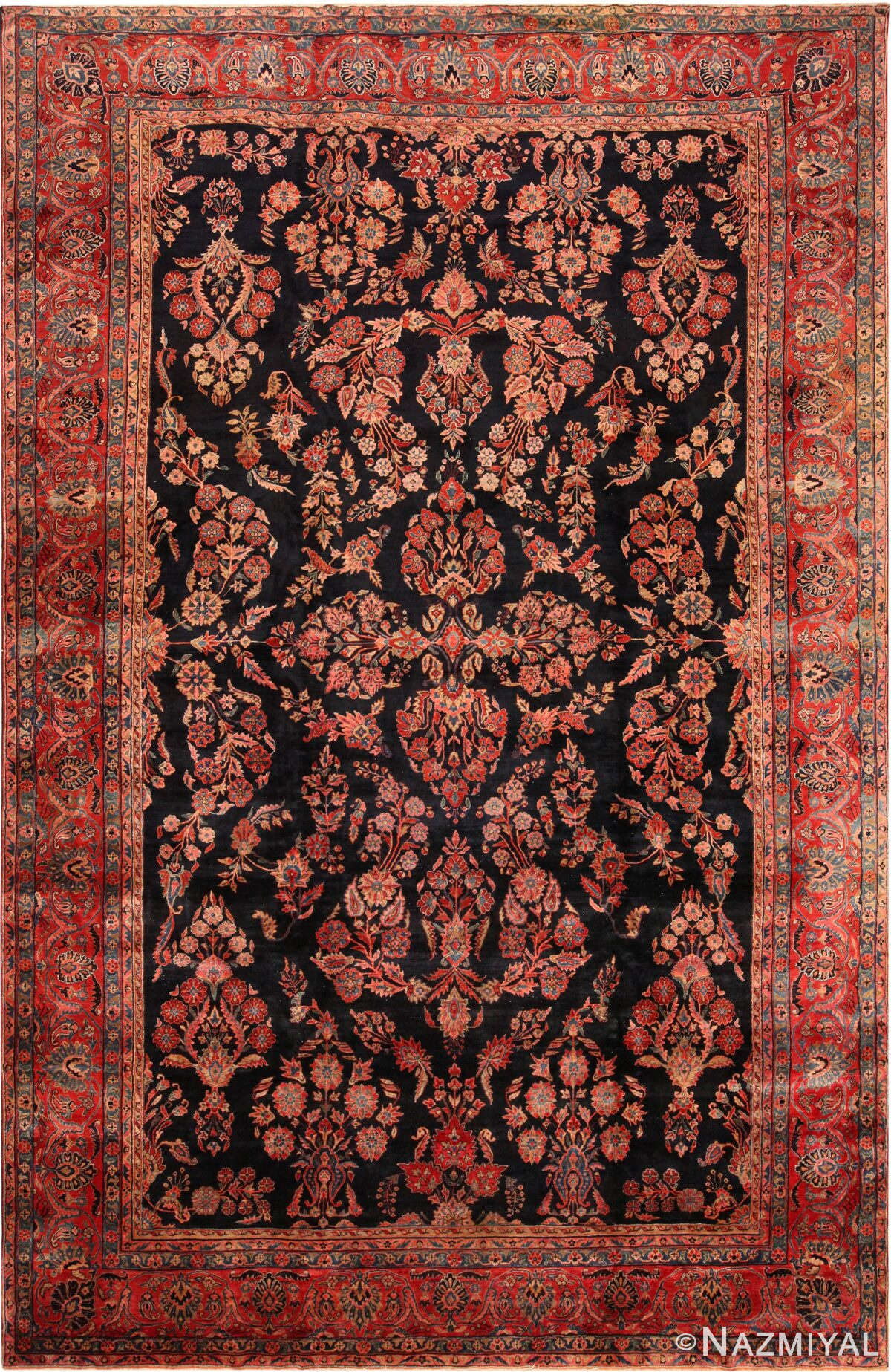 Large Antique Persian Sarouk Rug 71839 by Nazmiyal Antique Rugs