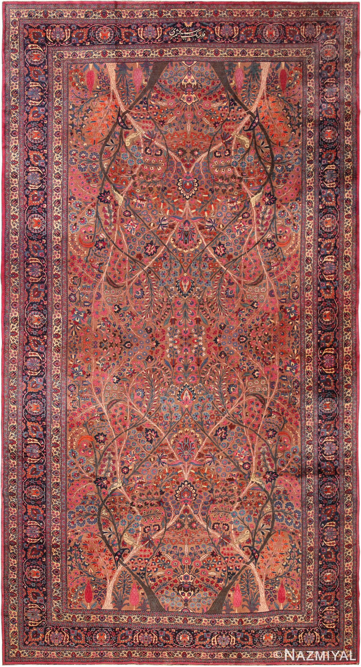Oversized Antique Persian Khorassan Rug Signed Kashmiri 71842 by Nazmiyal Antique Rugs