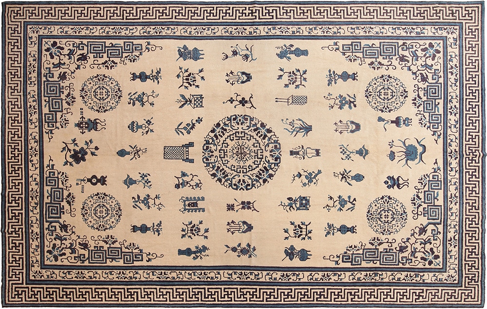 18th Century Large Antique Chinese Ningxia Rug 70812 by Nazmiyal Antique Rugs