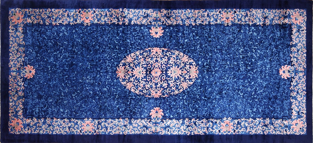 Antique Blue Background Chinese Rug 49240 by Nazmiyal Antique Rugs