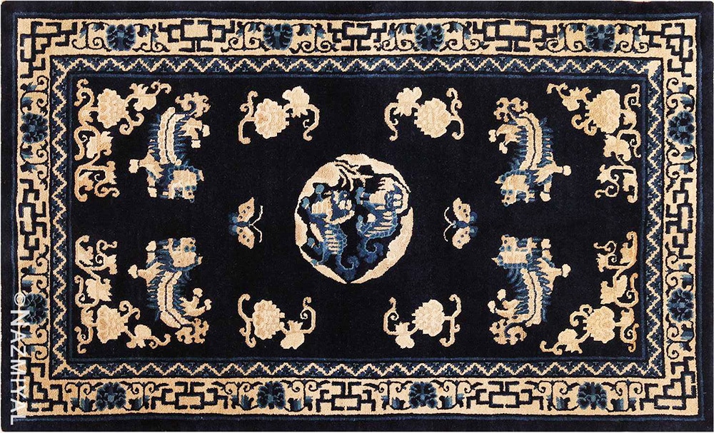 Antique Foo Dog Chinese Rug Antique Foo Dog Chinese Rug #70039 by Nazmiyal Antique Rugs