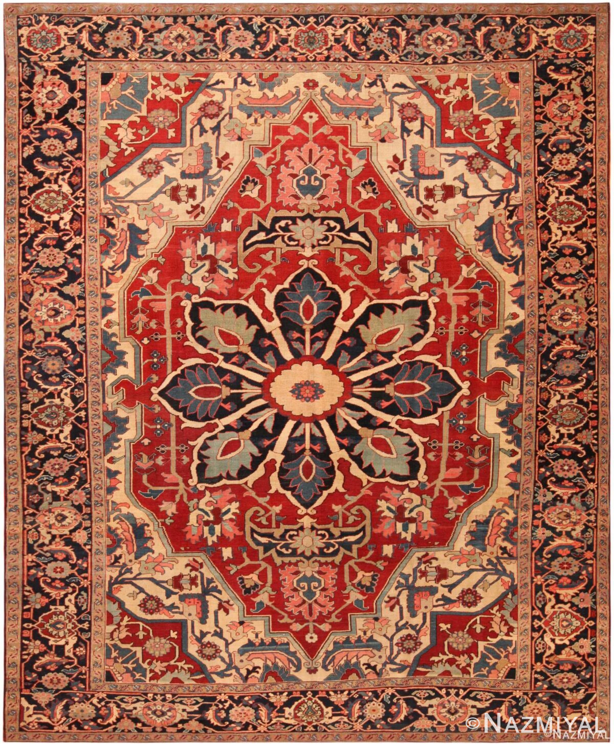 Antique Persian Heriz Rug 71982 by Nazmiyal Antique Rugs