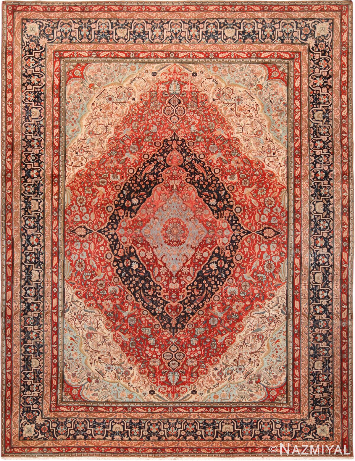 Antique Persian Mohtasham Kashan Area Rug 72096 by Nazmiyal Antique Rugs
