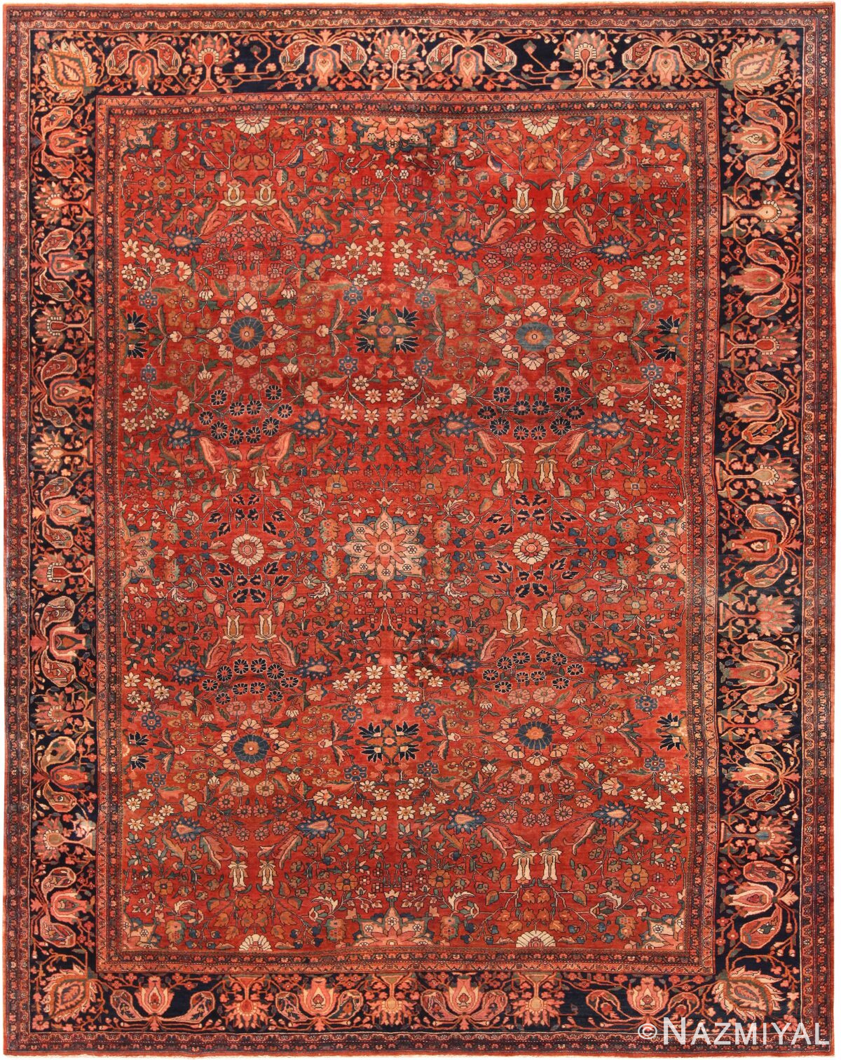 Antique Persian Sarouk Farahan Area Rug 72082 by Nazmiyal Antique Rugs