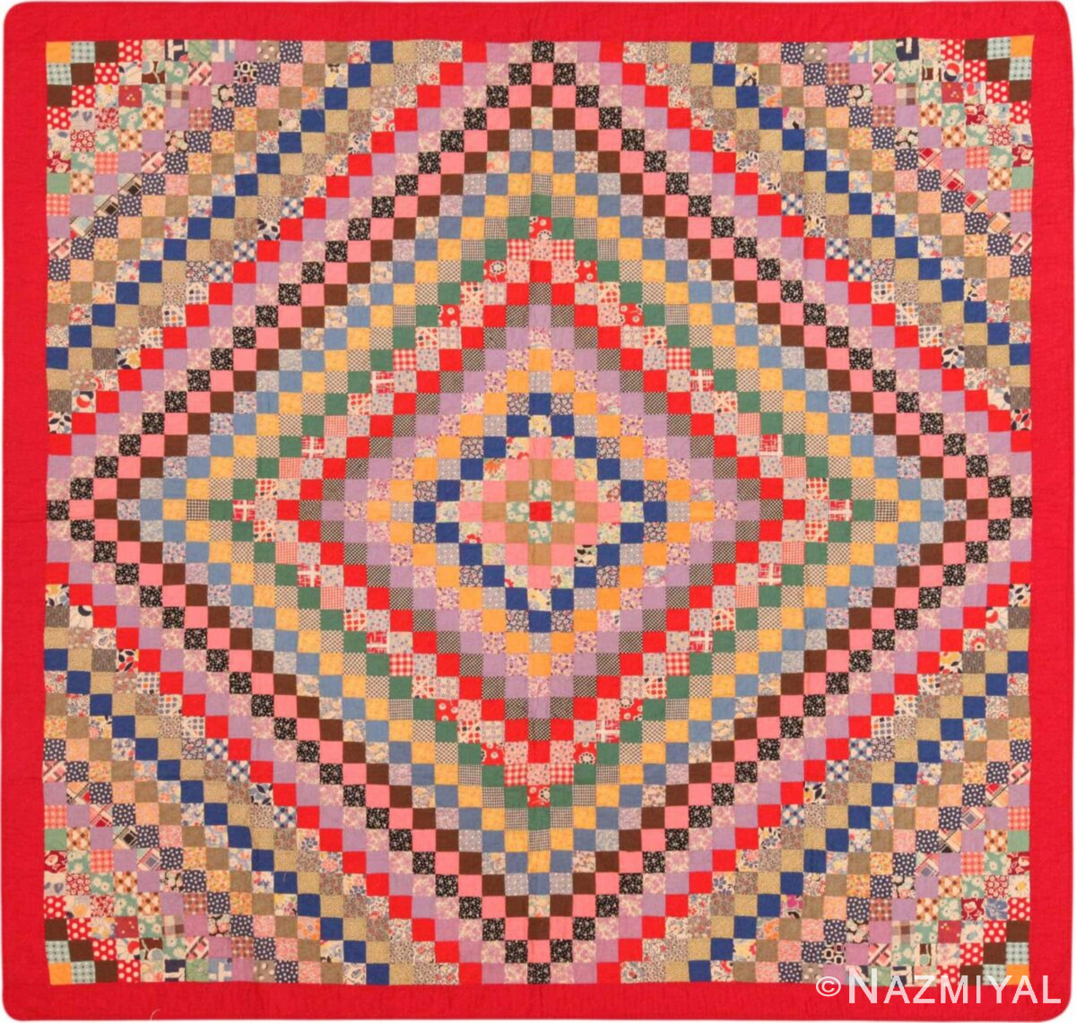 Colorful Antique American Quilt 71962 by Nazmiyal Antique Rugs