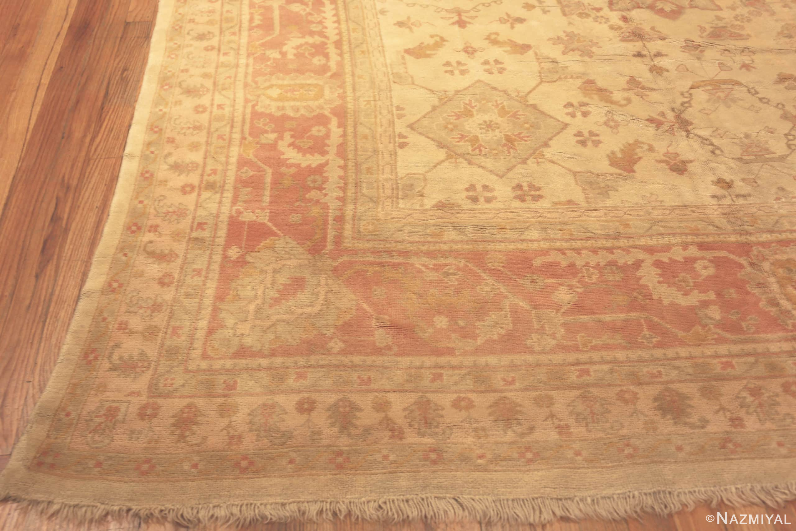 Corner Of Oversized Vintage Turkish Oushak Rug 71966 by Nazmiyal Antique Rugs