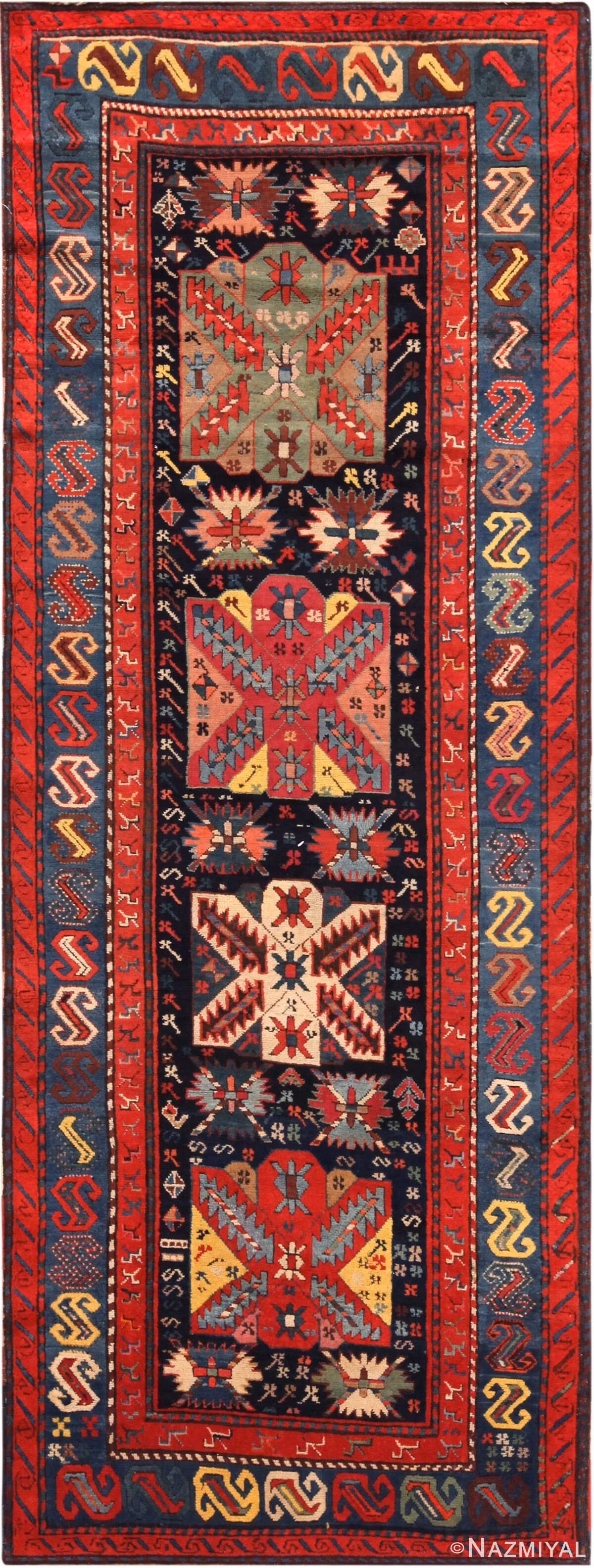 Jewel Tone Antique Caucasian Karabagh Runner Rug 72108 by Nazmiyal Antique Rugs